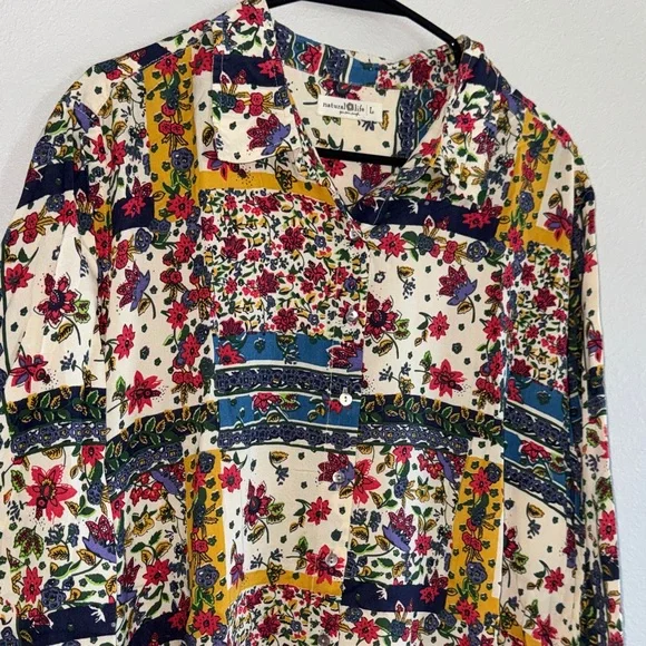 Natural Life Georgia Floral Patchwork Shirt Dress | Size L | NWOT - Picture 4 of 9